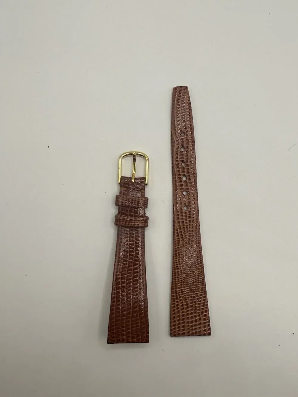 16mm KREISLER Genuine Lizard Tan NOS Vintage Watch Band & Gold Buckle